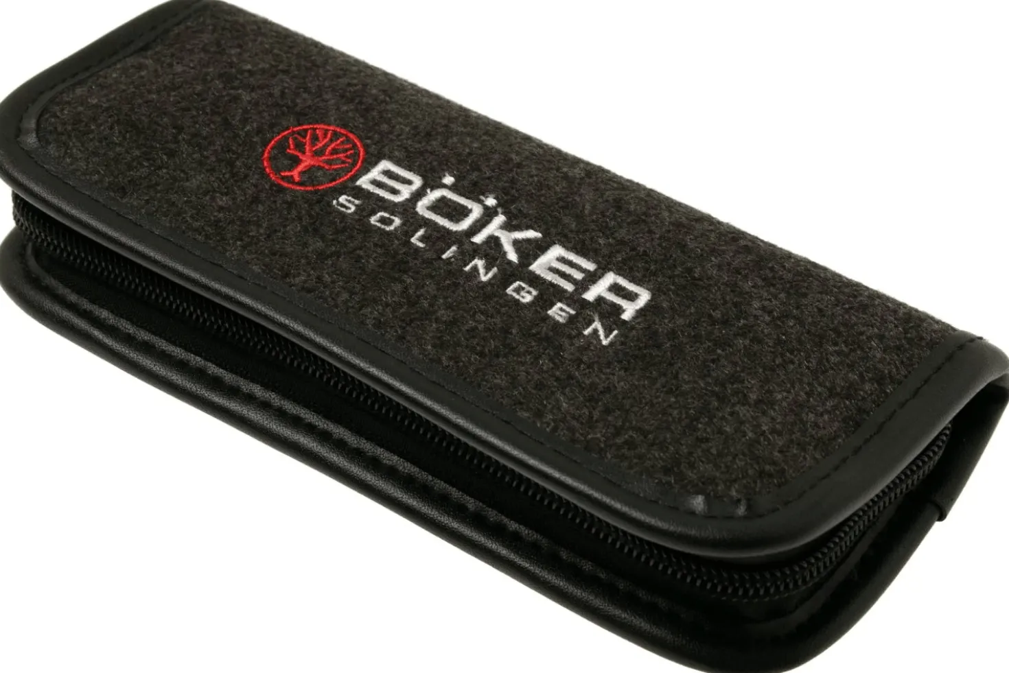 Couteau pliant Böker Barlow M4 Sherman Damas 110038DAM manche en micarta marron et inox 8,8cm + étui feutre