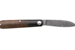 Couteau pliant Böker Barlow Prime Tirpitz Damas 117942DAM manche micarta noir et noyer 8,4cm + étui en feutre