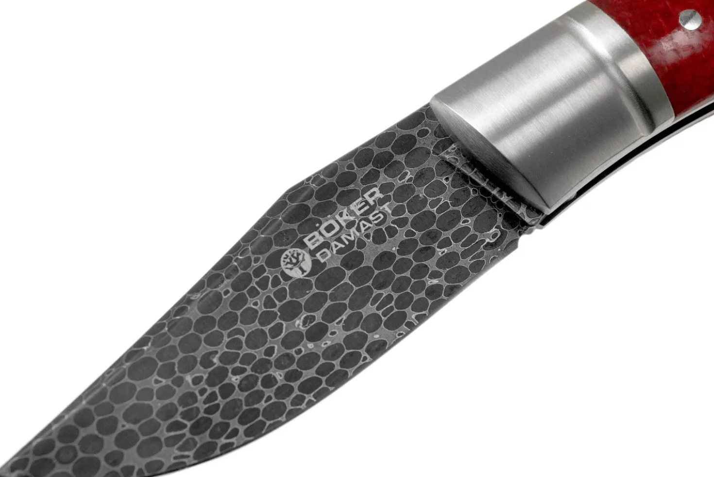 Couteau pliant Böker Boxer Damascus 111025DAM manche en micarta bordeaux 10,3cm
