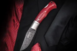 Couteau pliant Böker Boxer Damascus 111025DAM manche en micarta bordeaux 10,3cm