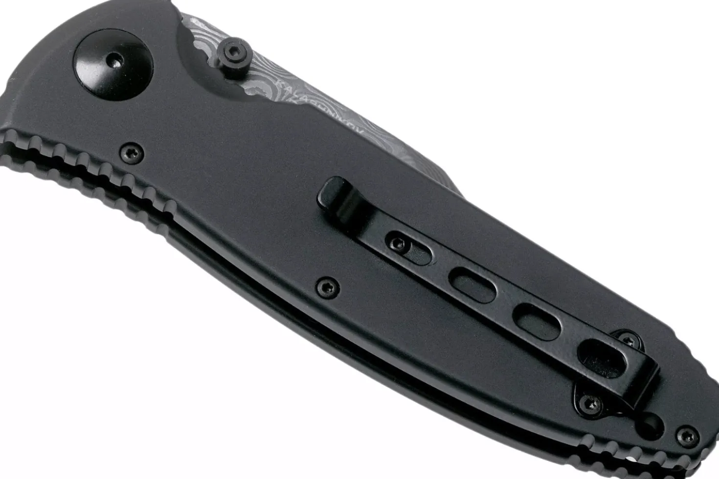Couteau pliant Böker Kalashnikov Bayonet Damas 11KAL48DAM manche en alu et ironwood noir/bois 13cm