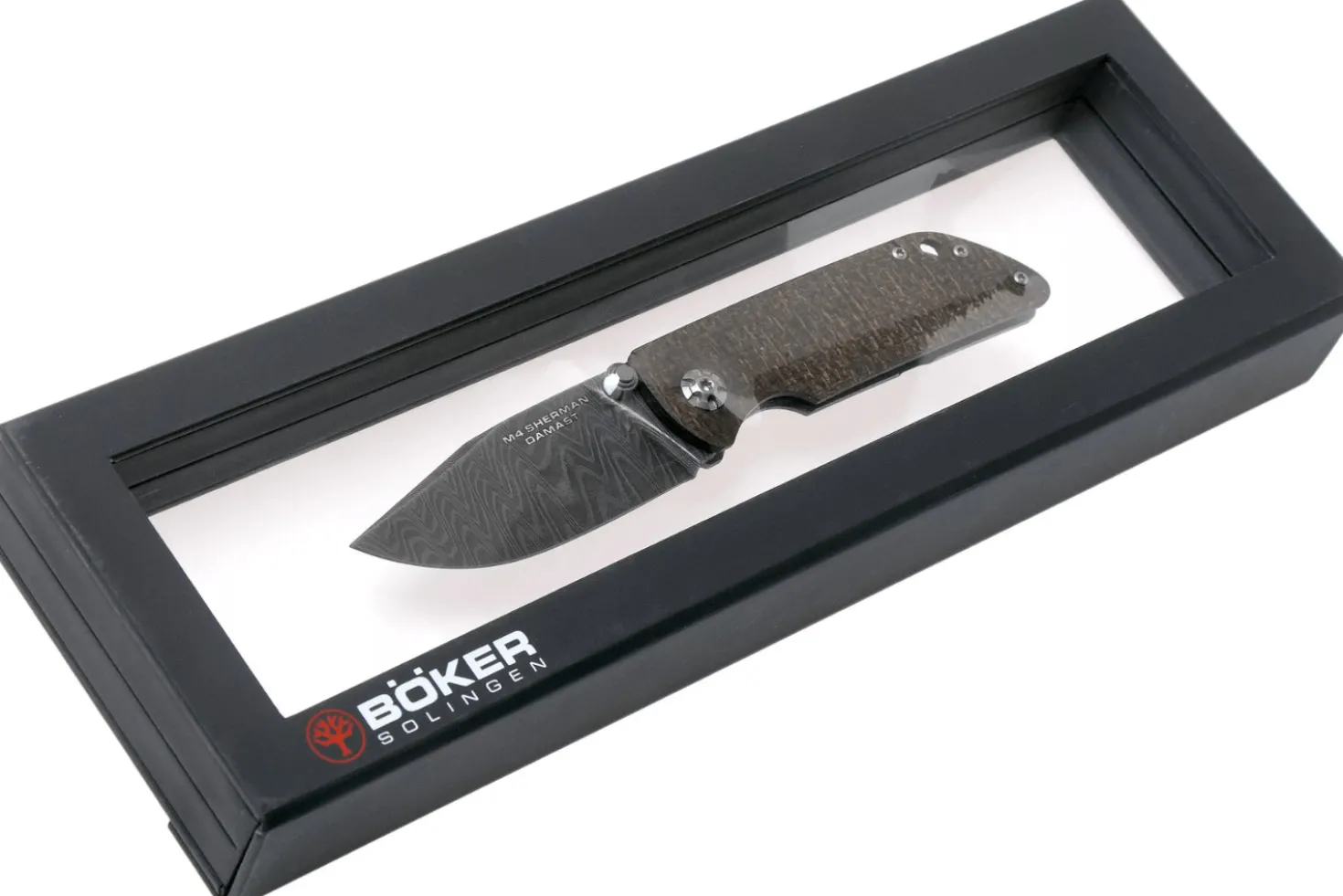 Couteau pliant Böker M4 Sherman Damas 110662DAM lame damassée manche en micarta noir 9,8cm