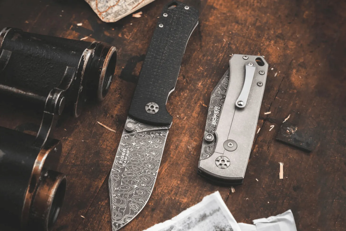 Couteau pliant Böker Tiger Damas 111103DAM manche en micarta noir 11,5cm
