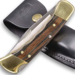 Couteau pliant BUCK 112FG Ranger manche 11cm empreintes doigts + étui cuir