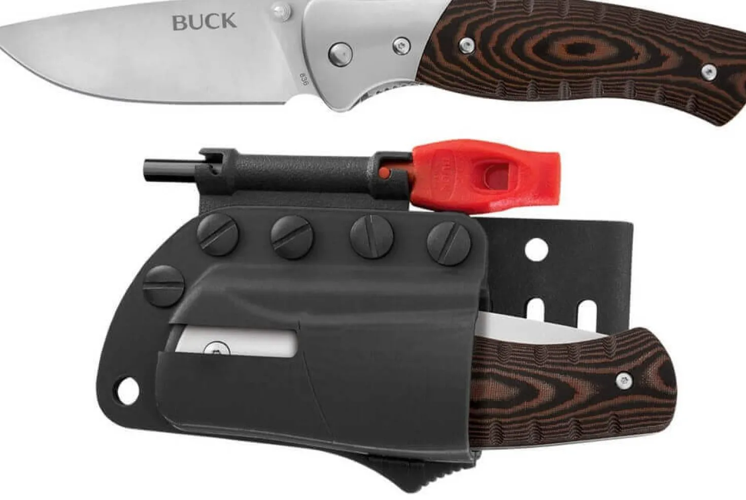 Couteau pliant BUCK SELKIRK 836BRS manche micarta 13cm + accessoires