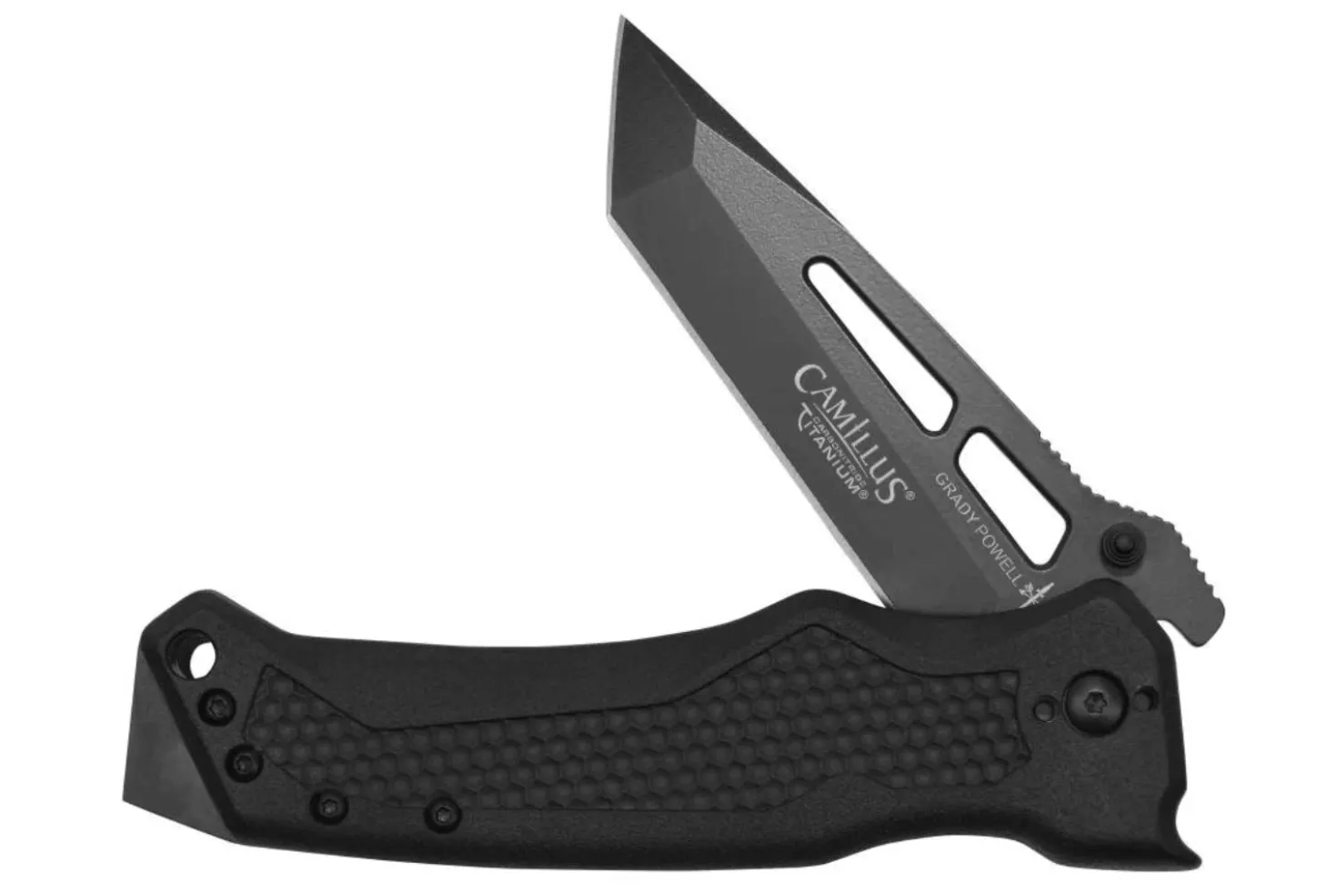 Couteau pliant Camillus GB-8B lame Tanto manche en nylon renforcé de fibres de verre noir 12cm