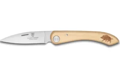 Couteau pliant capucin Claude Dozorme manche buis gravure sanglier 12,5cm
