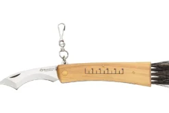 Couteau pliant à champignons Maserin manche olivier 12cm + brosse intégrée