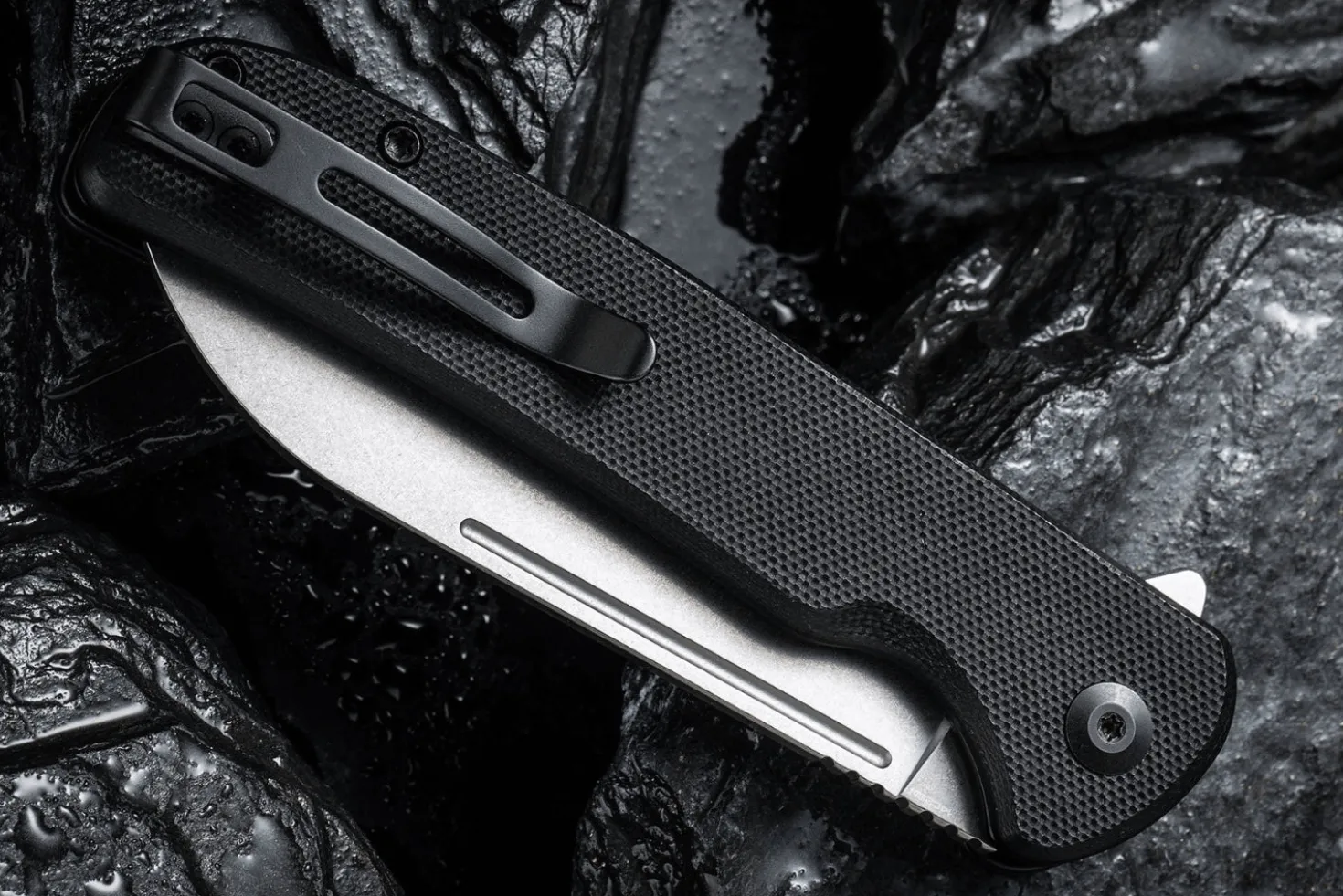 Couteau pliant CIVIVI Chevalier C200221 manche en G10 et fibre de carbone noir 11,2cm