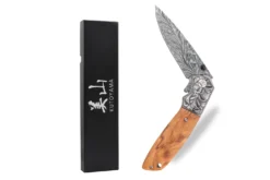 Couteau pliant 9,5cm Kutoyama effet plume manche olivier
