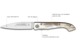 Couteau pliant Compostelle Voie du Puy Claude Dozorme manche corne 12,5cm