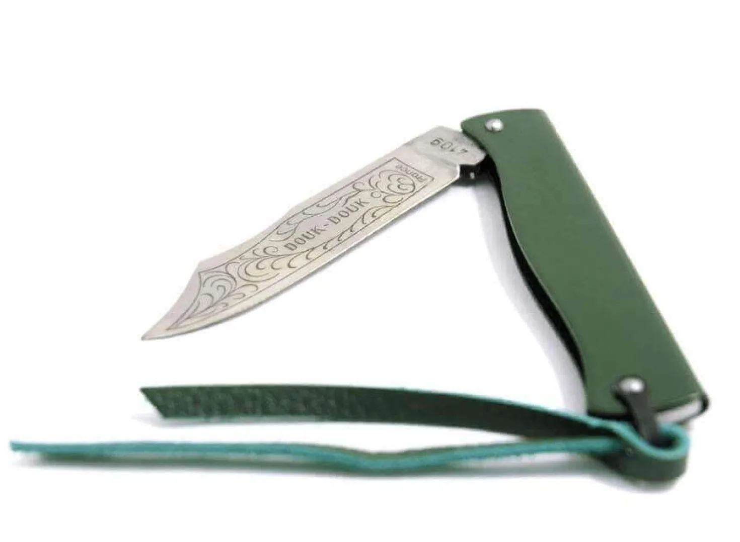 Couteau pliant Douk-Douk 815 acier inox manche métal vert chromé 11cm