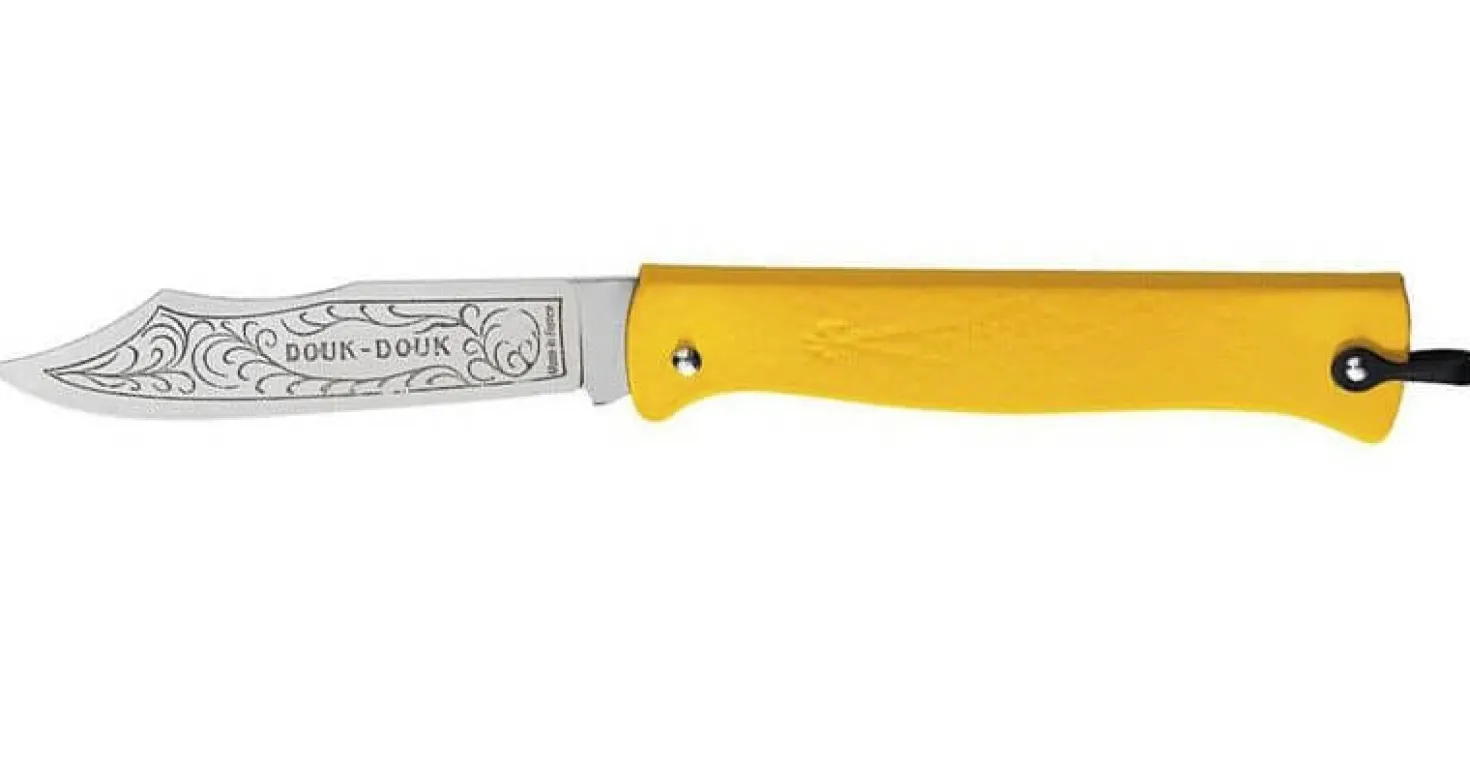 Couteau pliant Douk-Douk 815 acier inox manche métal jaune chromé 11cm