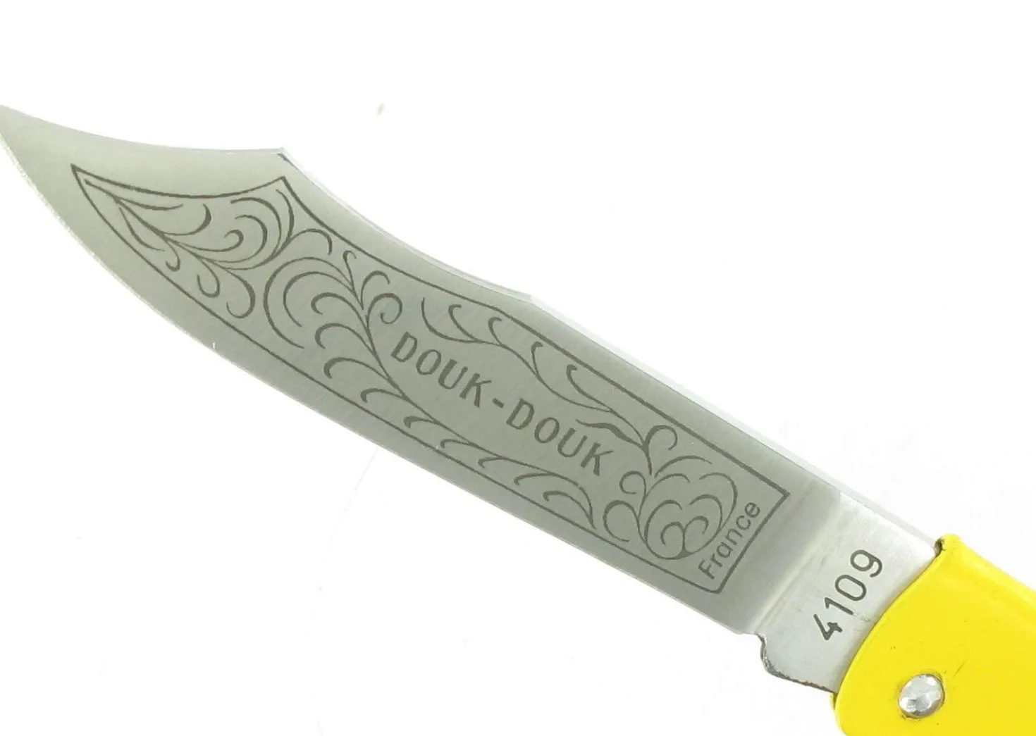Couteau pliant Douk-Douk 815 acier inox manche métal jaune chromé 11cm