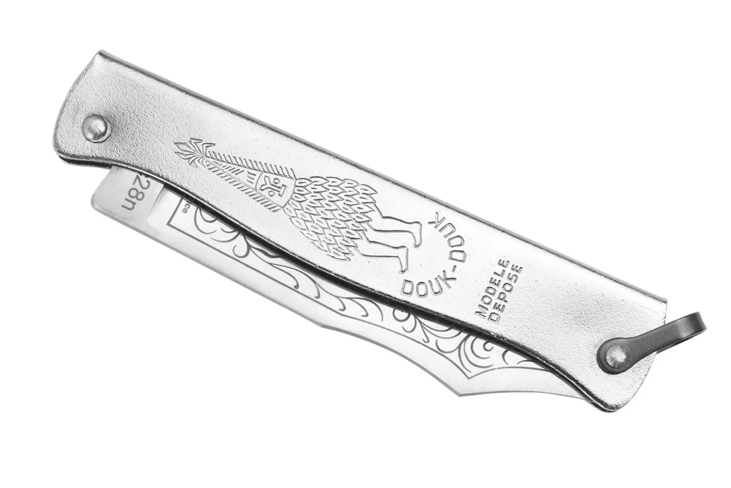 Couteau pliant Douk-Douk lame acier inox manche métal chromé 9cm