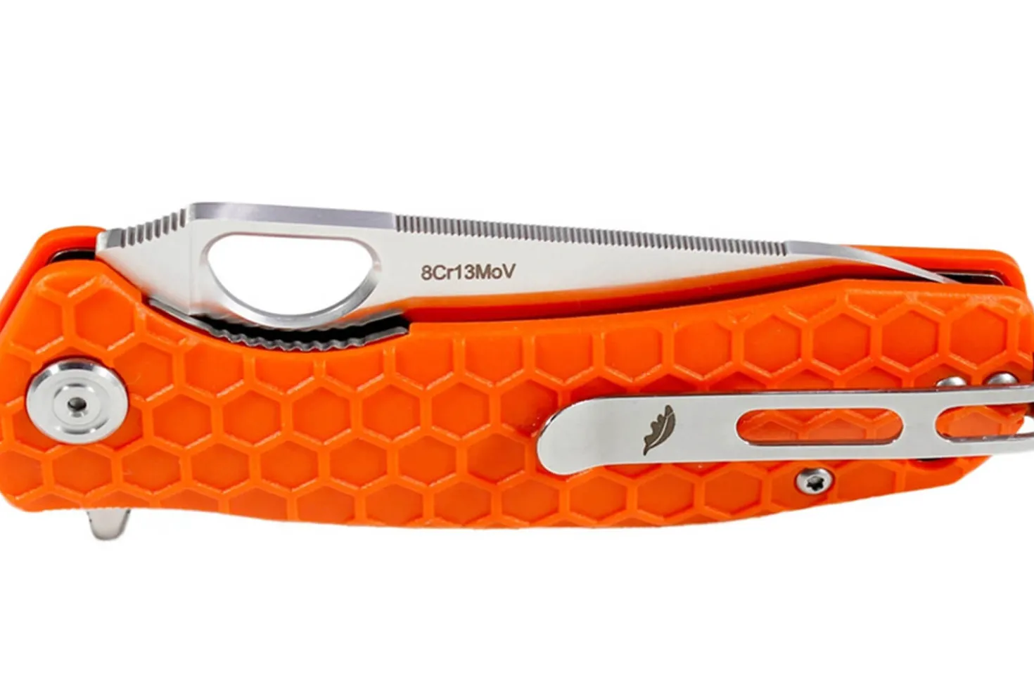 Couteau pliant EDC Honey Badger Leaf Large 01HO045 manche nylon / fibres de verre orange 11,7cm