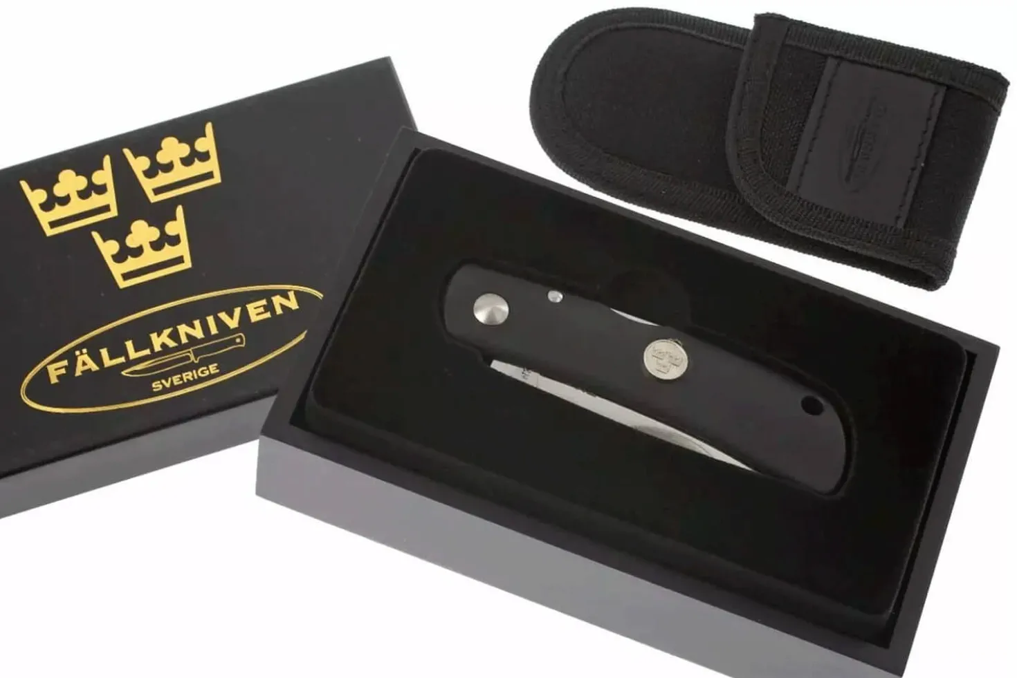 Couteau pliant Fallkniven TK4 Tre Kronor manche grilon noir 9,5cm + étui Cordura