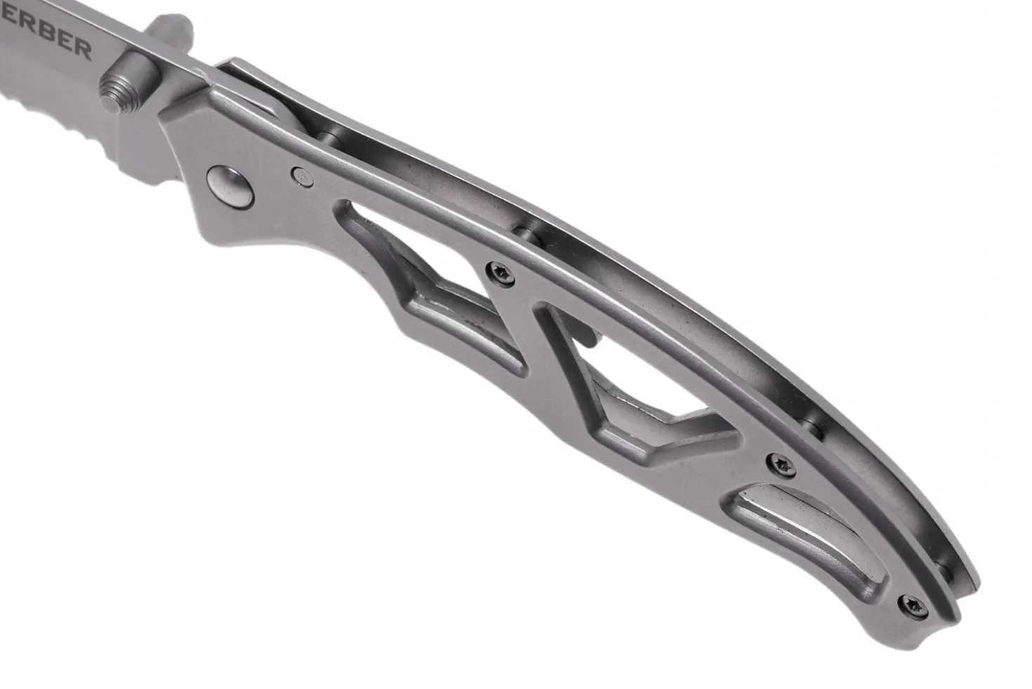Couteau pliant Gerber Paraframe GE04844 semi-denté manche squelette en acier gris