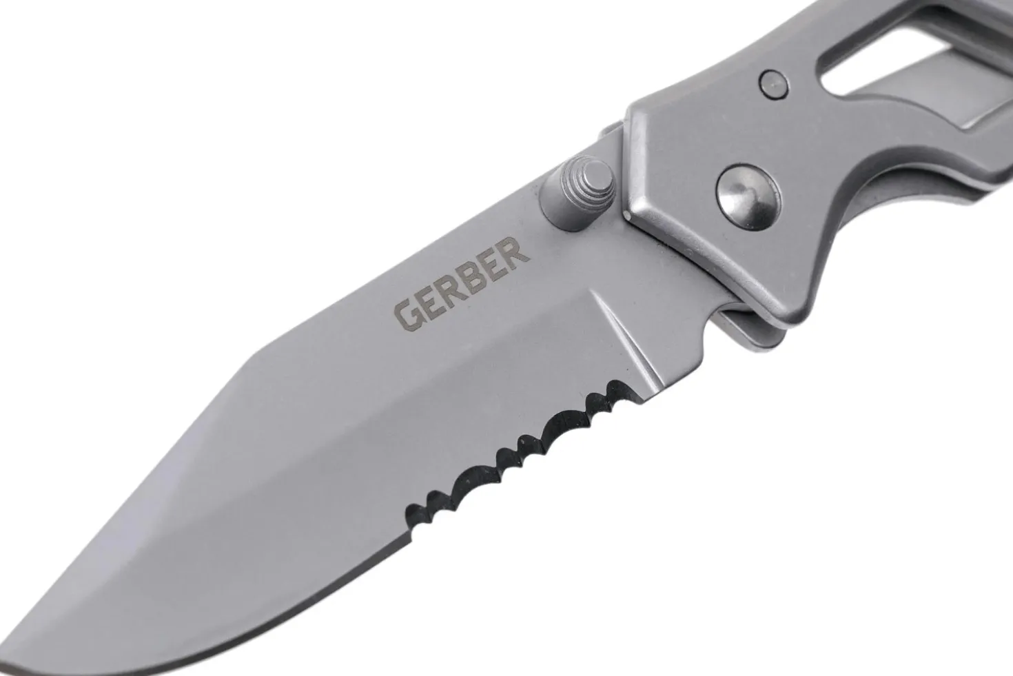 Couteau pliant Gerber Paraframe GE04844 semi-denté manche squelette en acier gris