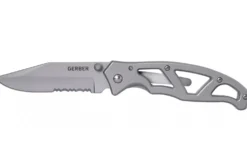 Couteau pliant Gerber Paraframe GE04844 semi-denté manche squelette en acier gris