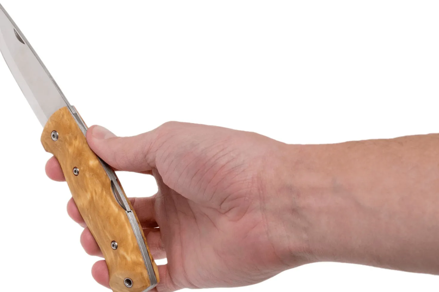 Couteau pliant Helle Bleja H625 manche en bois de bouleau 11,7cm + gaine en cuir