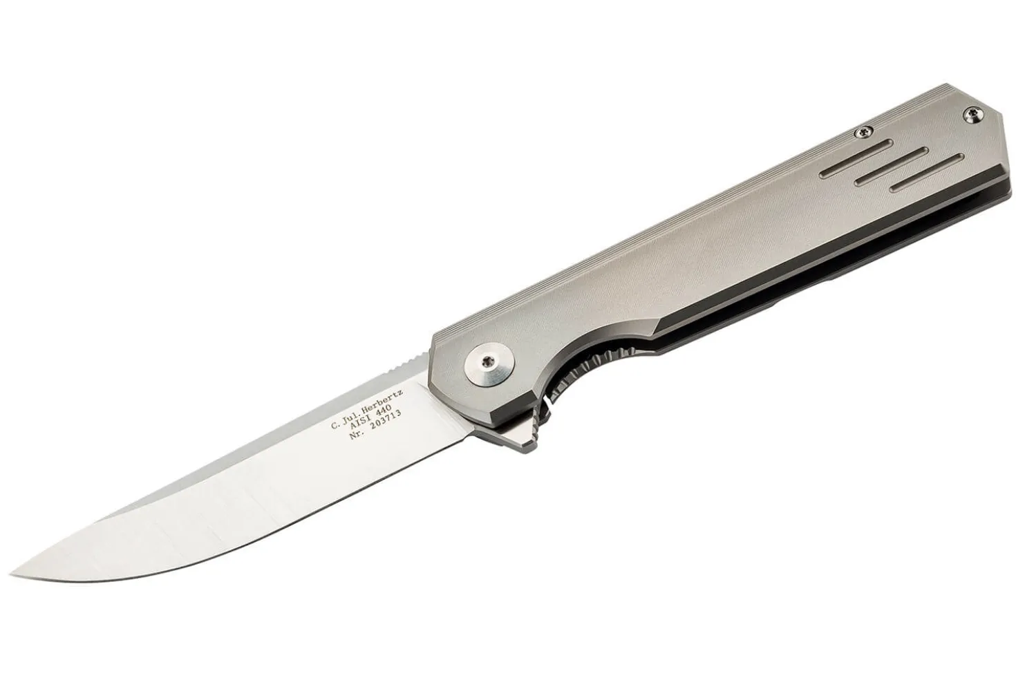 Couteau pliant Herbertz 203713 manche design fin et moderne en titane 12,2cm