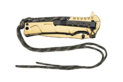 Couteau pliant Herbertz 567112 manche inox doré 12cm + lacet paracord