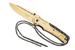 Couteau pliant Herbertz 567112 manche inox doré 12cm + lacet paracord