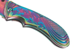 Couteau pliant Herbertz 577910 manche en acier inox avec revêtement titane arc-en-ciel 10cm