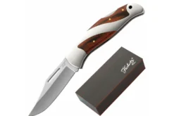Couteau pliant Herbertz 203111 manche acier / pakkawood 11,2cm + coffret en bois