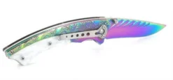 Couteau pliant Herbertz 233511 revêtement titane arc-en-ciel manche 12cm