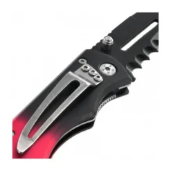 Couteau pliant Herbertz 240811 semi denté manche métal noir/rouge 11cm