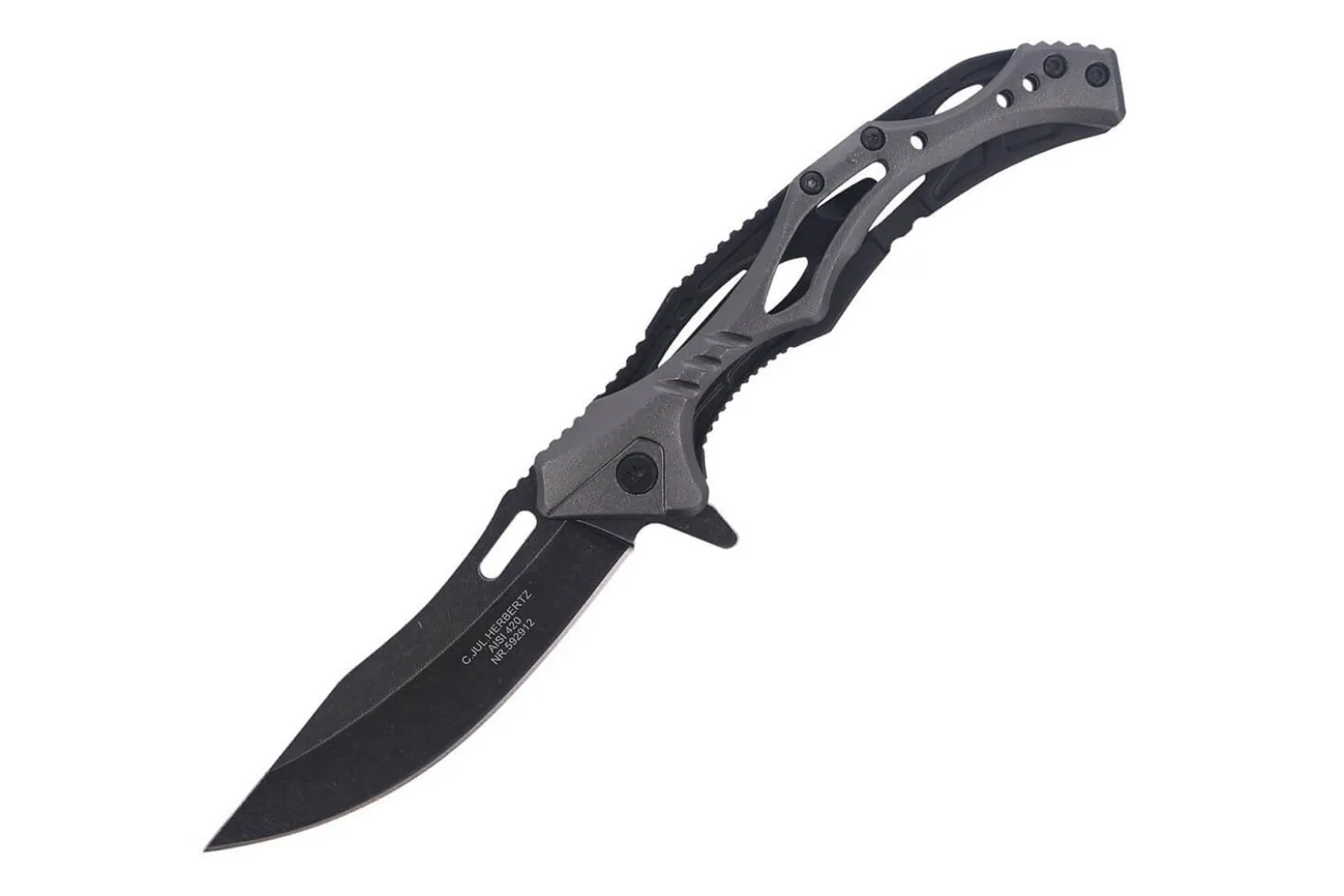 Couteau pliant Herbertz 592912 squelette blackwashed manche inox / alu 12cm