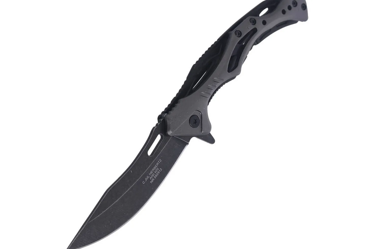 Couteau pliant Herbertz 592912 squelette blackwashed manche inox / alu 12cm