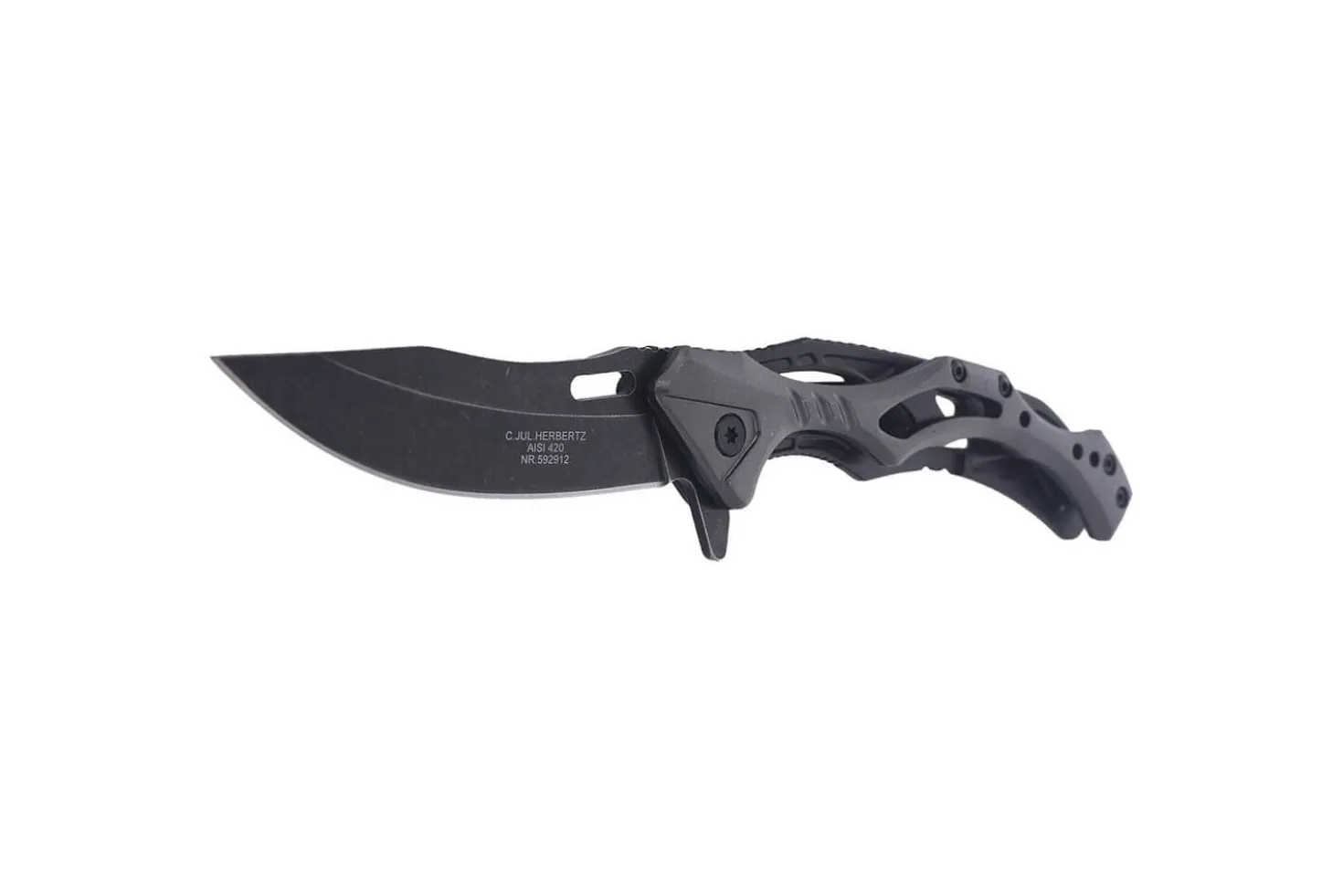 Couteau pliant Herbertz 592912 squelette blackwashed manche inox / alu 12cm