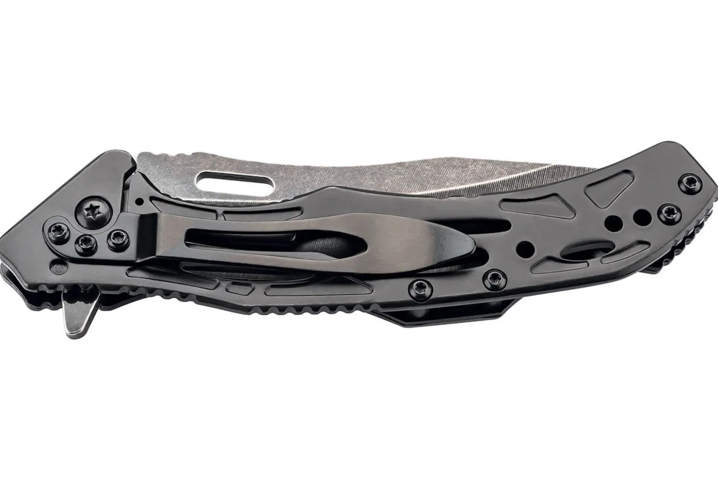 Couteau pliant Herbertz 592912 squelette blackwashed manche inox / alu 12cm