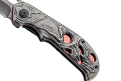 Couteau pliant Herbertz 591912 tout acier inox stonewashed décor tête de mort 11,8cm