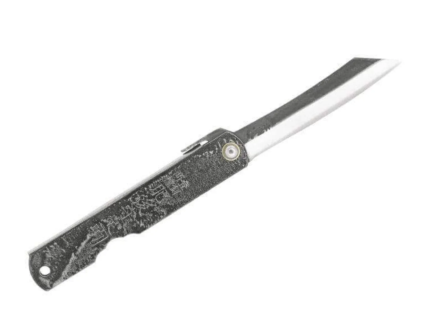 Couteau pliant Higonokami 2673 acier carbone manche gravé 10cm noir