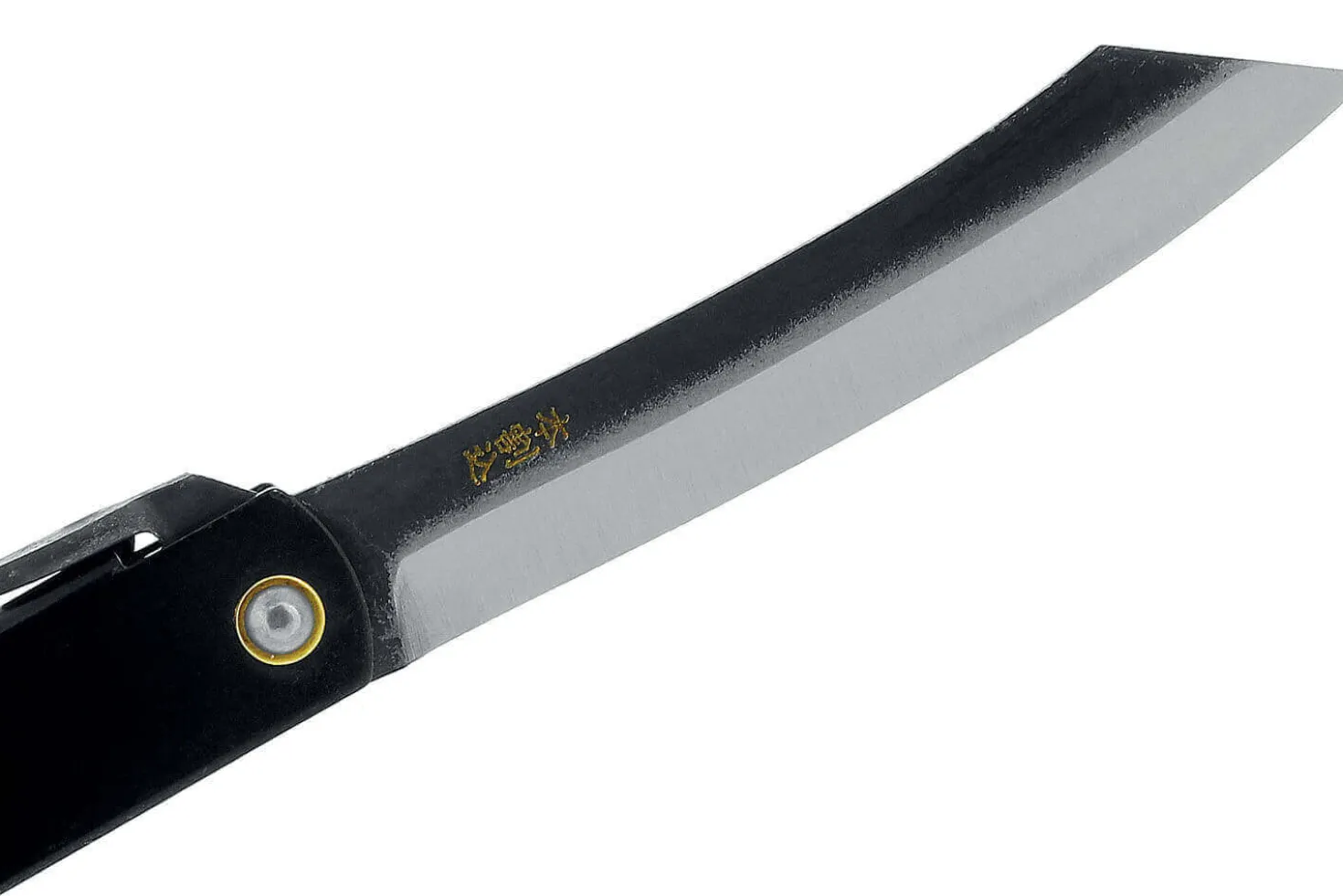 Couteau pliant Higonokami luxe 17.N acier carbone manche laiton noir 12cm