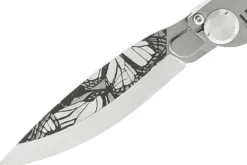 Couteau pliant K2 Elegance K2.21M manche inox décor papillon 11,5cm + étui suédine