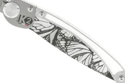 Couteau pliant K2 Elegance K2.21M manche inox décor papillon 11,5cm + étui suédine