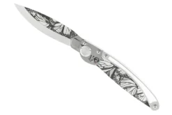Couteau pliant K2 Elegance K2.21M manche inox décor papillon 11,5cm + étui suédine