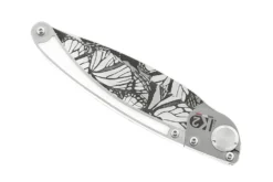 Couteau pliant K2 Elegance K2.21M manche inox décor papillon 11,5cm + étui suédine