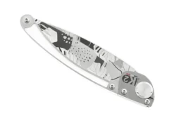 Couteau pliant K2 Elegance K2.24M manche inox décor monstera 11,5cm + étui suédine