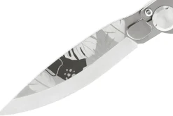 Couteau pliant K2 Elegance K2.24M manche inox décor monstera 11,5cm + étui suédine