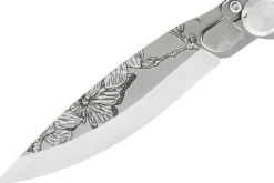 Couteau pliant K2 Elegance K2.22M manche inox décor magnolia 11,5cm + étui suédine