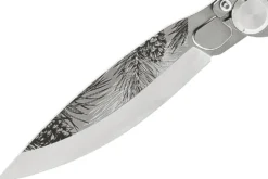 Couteau pliant K2 Elegance K2.23M manche inox décor pins 11,5cm + étui suédine