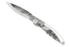 Couteau pliant K2 Elegance K2.23M manche inox décor pins 11,5cm + étui suédine