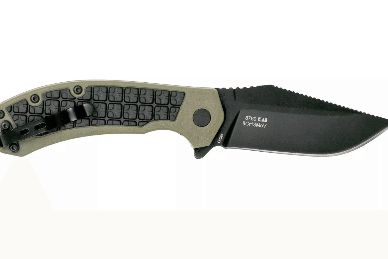 Couteau pliant Kershaw Faultline KS.8760 manche en nylon/fibres de verre surmoulé en caoutchouc vert 10,2cm