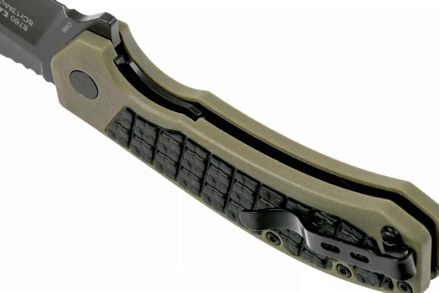 Couteau pliant Kershaw Faultline KS.8760 manche en nylon/fibres de verre surmoulé en caoutchouc vert 10,2cm